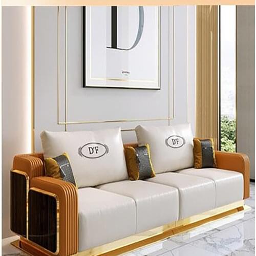 Postmodern light luxury full leather sofa first layer cowhide combination Italian villa high-end luxury living room furniture