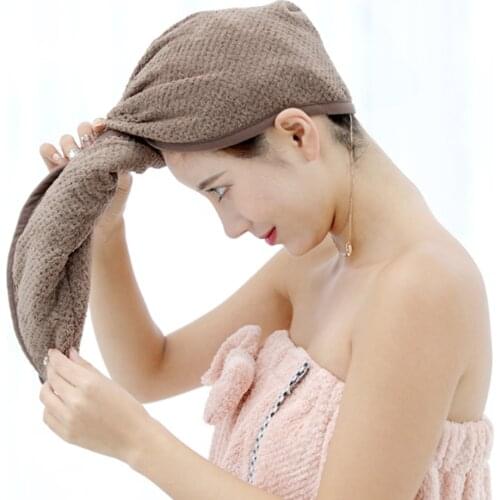 Pratical Coral Velvet Bath Quick-drying Hair Cap Turban Wrapped Towel Cap Bathroom Cute long Hair Hair Shower Cap