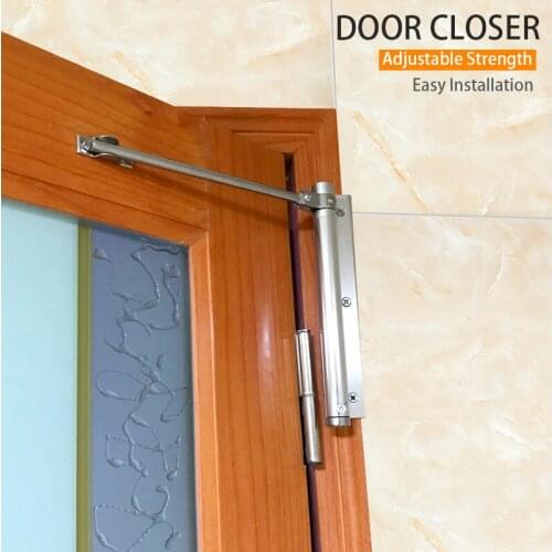 Simple automatic spring door closers household invisible crank soft closer lock buffer hydraulic rebounder