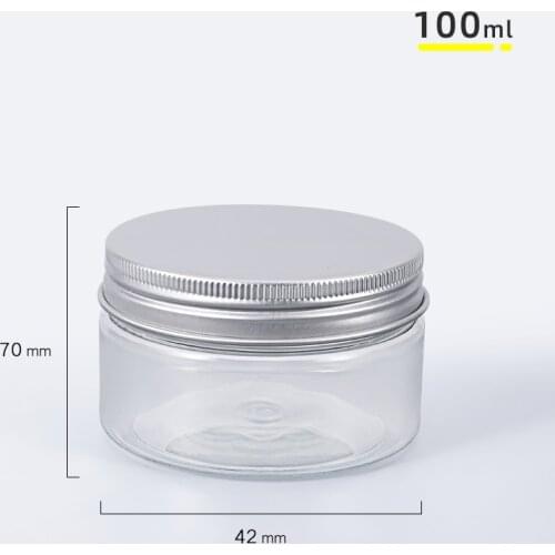 10pcs of 100ML Empty Refillable Cream Jars with Aluminium Screw Cap Travel Cosmetic Container PET Storage bottle
