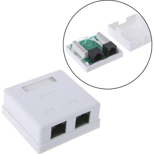 RJ45 Junction Box CAT6 Network Connector 2 Port Desktop Extension Cable Box