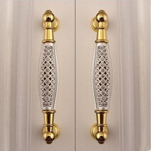5" deluxe 24K gold furniture decoration handle rhinestone wine cabinet wardrobe door pull 128mm k9 crystal dresser handle pulls