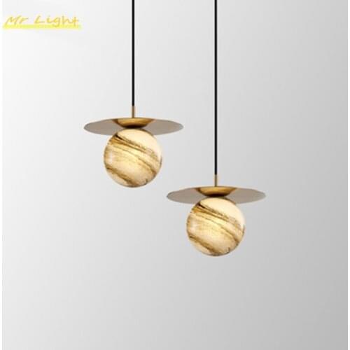 Nordic LED Planet Glass Pendant Lights Lighting Modern Pendant Lamp Living Room Restaurant Kitchen Hanging Lamps Light Fixtures