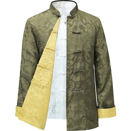 Traditional Chinese Clothing for Men Tang Suit Silk Double Wear Kungfu Clothing New Year Clothes Chinese Top Jacket Hanfy Party