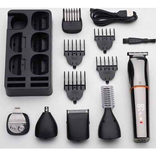6 in 1 Mens Electric Shaver USB Rechargeable Painless Hair Removal Device Waterproof T-Blade Hair Cutting Machine