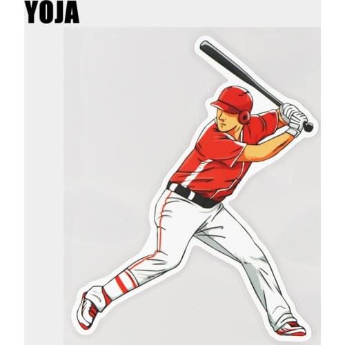 YOJA 13×17.2CM Handsome Man Playing Baseball Decorative Car Sticker Creative Baseball Vinyl Decal DY5-025