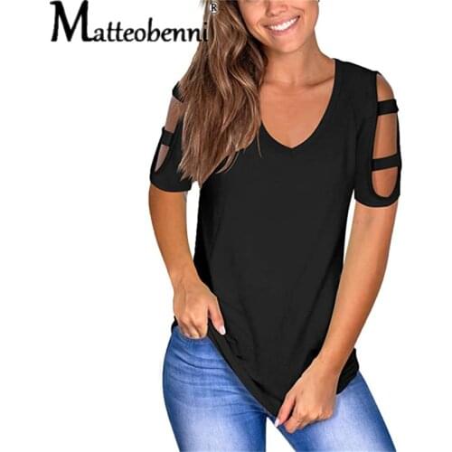2021 Summer Strapless Women Clothing Fashion Hollow Out T Shirt Women Short Sleeve Casual T-Shirt Slit Ladies Streetwear Tops