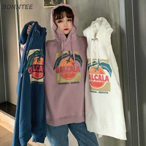 Women Hoodies Sweatshirts Chic Japanese Style Loose Print Feminino Pullovers Fashion Streetwear Autumn Plus Velvet Thicker Lazy