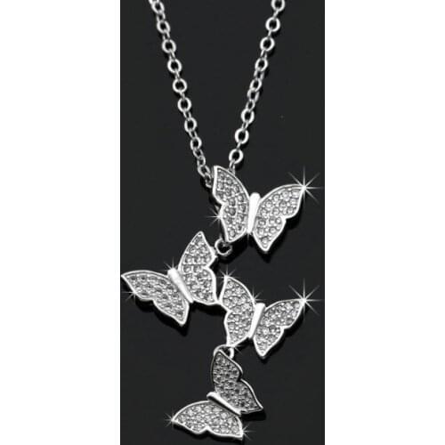 2021 Hot Sale Crystal from Swarovskis Simple temperament light luxury butterfly clavicle chain Women 925 silver necklace female