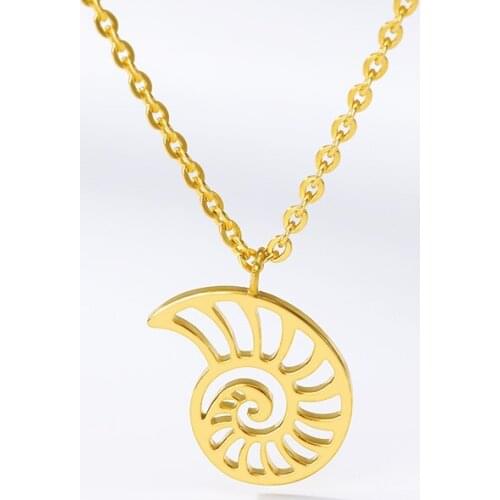 Unique Cutout Design Gold Stainless Steel Hollow Snail Cute Animal Pendant Necklace For Women Fashion Jewelry Christmas Gi