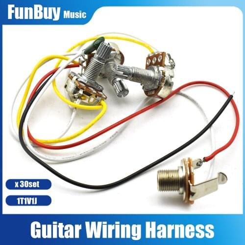 30set JB Bass 250K 2V1T Guitar Electronic Circuit Wiring Harness-Prewired for JB Bass Guitar For Bass Pickup Active Cable