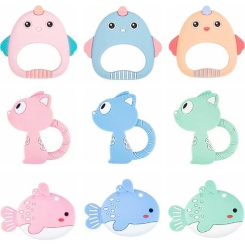 Baby Teething Toys Silicone Chick Shape Teether Pendant Pain Relief Toy Infant Safe Chewable Silicone Baby Teether