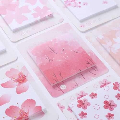 20pcs Manufacturers Wholesale Romantic Cherry Blossom Tear Notes Posted Small Fresh Notes Small Notebook Double Gummed Paper