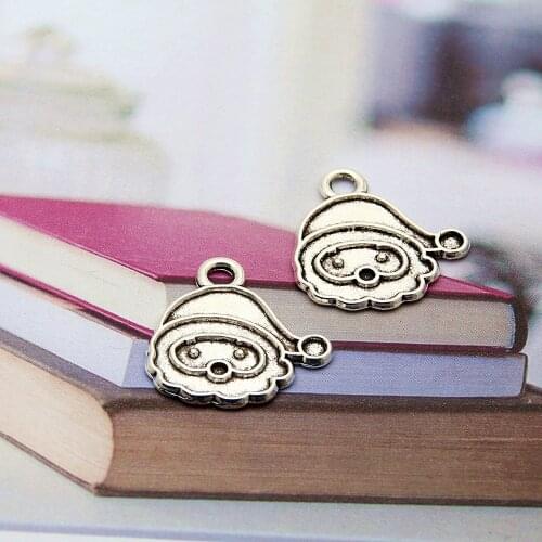 20pcs Silver Color Santa Claus Christmas stocking Charms Finding Christmas Gift Pendant Keychain Bangle Jewelry Supplies