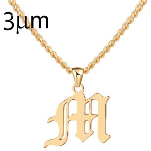 3UMeter Old English Style Custom Capital Initial A-Z Letter Pendant Necklaces Beauty Vintage Font Personalized Necklace for Wome