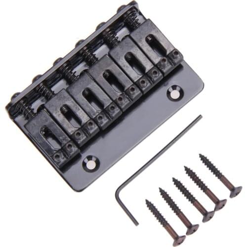 6 Saddle Hardtail Bridge Top Load 65mm Electric Guitar Bridge with 5 Screws Guitar Accessories