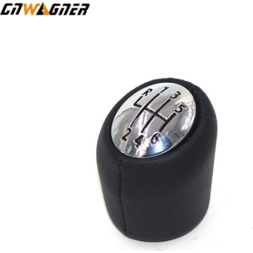 6 Speed Chrome Cap Black Character For Renault Laguna II 2 Mk2 2001-2007 Car Leather Gear Shift Knob Lever Stick Handball Head