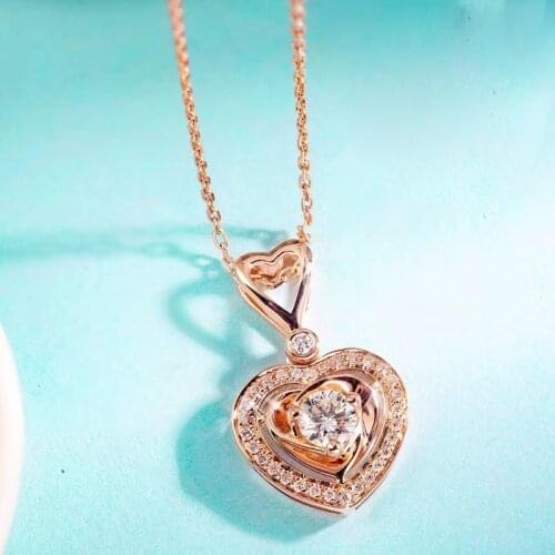 AEAW Sell like Hot 0.14ct 18k yellow gold Top Class lady Fashion Heart Pendant Necklace for Women