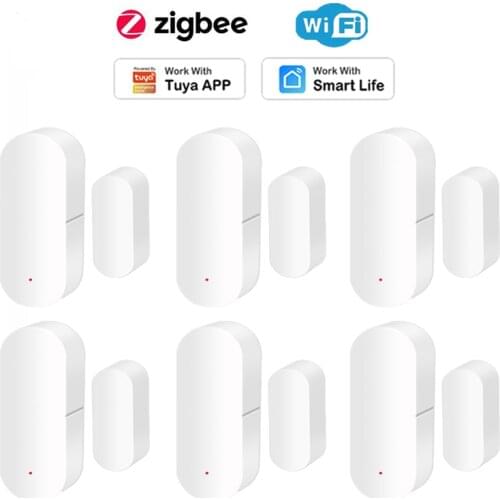 1-10PCS Wireless Wifi ZigBee Smart Window Door Sensor Home Security Open / Closed Status Sync Tuya Smart Life APP Automation