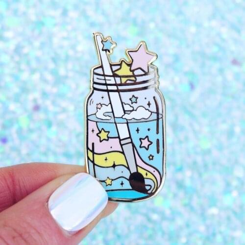 Watercolor Jar Paintbrush Painter Brooch Pins Enamel Metal Badges Lapel Pin Brooches Jackets Jeans Fashion Jewelry Accessories