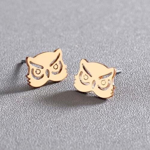 Chandler Owl Earring Hip Hop Bird Stud Stainless Metal aretes studs boucle d'oreille femme Nickeless wholesale