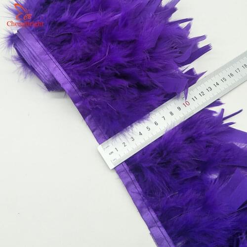 ChengBright 10Yards Purple Turkey Feathers Trim Cloth Sideband Chicken Pheasant Feather Trims Clothing Wedding Feathers Ribbon