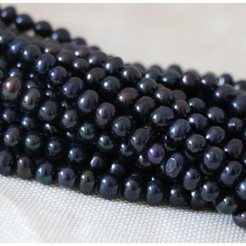Black pearl natural freshwater cultured 7-8mm nearround loose beads factory price elegant women diy jewelry making 15inch B1338