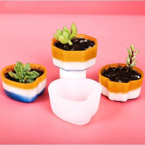 Succulent Flowerpot Mold Reusable Home Decor Transparent Silicone Resin DIY Plant Pot Mould Heart-shaped square round flower pot