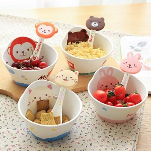 Vajilla Children Cute Cartoon Ceramic Bowl Girl Heart Creative Household Tableware Set Small Baby Soup Bowls Eating Rice посуда