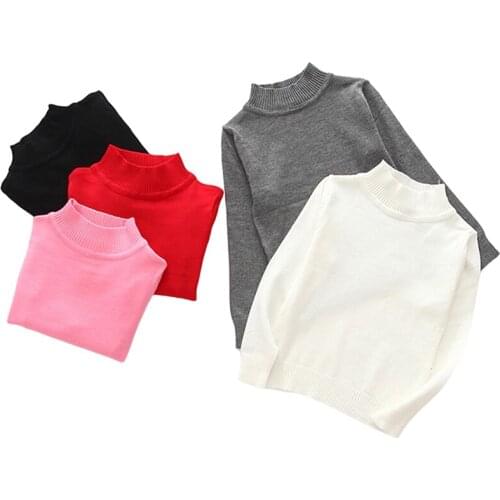 Baby Boys Girls Kids Turtleneck Sweaters 1-6Yrs Sweaters Kids Autumn Clothes Winter Knit Bottoming Boys Sweaters Cotton Pullover
