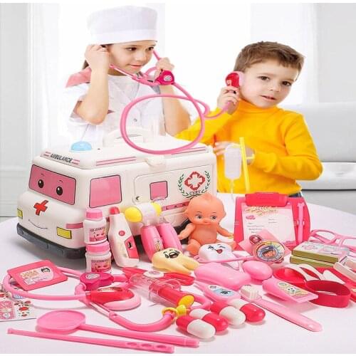 Children Pretend Play House Toy Set Pretend Doctor Simulation Clinic Appliances with Storage Box Design Kids Toys Gift