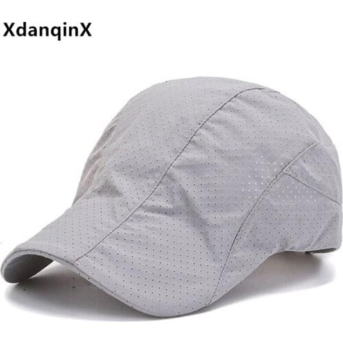 XdanqinX Summer Breathable Berets For Men Women Ultra-thin Mesh Cap Simple Fashion Retro Sports Caps Adjustable Size Couple Hat