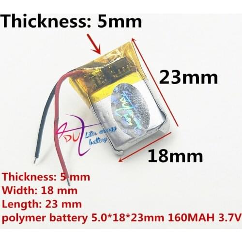Best battery brand 3.7V polymer lithium battery 501823 051823 160mah MP4 MP5 MP3 Bluetooth small toy recording pen