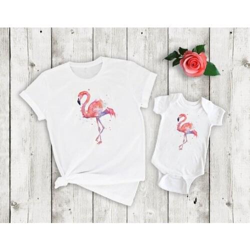Mommy and me summer outfits Flamingo Mother Daughter shirts family tops Vacation Family Tees Flamingo shirts