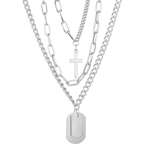 Hip Hop Multi Layers chain Presents&Necklace For women Choker Chain Cross Necklaces Statement Bijoux Femme Necklace SE200012