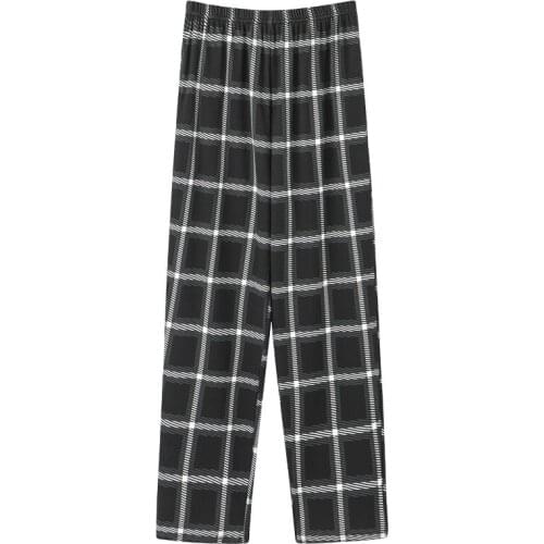 Plus Size Sleepwear Men Plaid Pants Spring Fall Cotton Pajamas Casual Striped Sleep Bottoms Mens Lounge Wear Sleeping Trousers