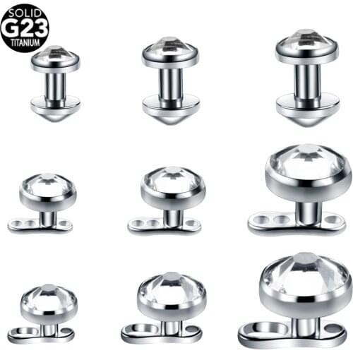 20Pcs/lot G23 Titanium Micro Dermal Anchor Top Set With Base Dermal Piercing Hide In Skin Dermal Rings Piercings Body Jewelry