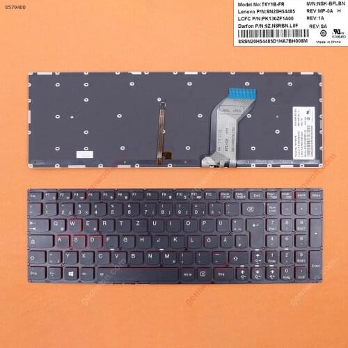 German QWERTZ New Replacement Keyboard for Lenovo Ideapad Y700 TOUCH-15ISK Y700-17ISK Y700-15ACZ Y700-15ISK Laptop Red Backlit