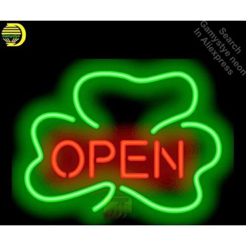 Neon Signs for Shamrock Open Handcrafted New Business Art Neon Bulbs sign Glass Tube Decorate Wall Wholesale Sign dropshipping