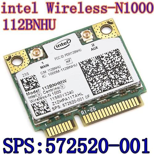New Original Wireless card Intel Centrino Wireless-N 1000 112BNHMW 300Mbps 802.11b/g/n Mini PCI-E SPS: 593530-001 intel N1000