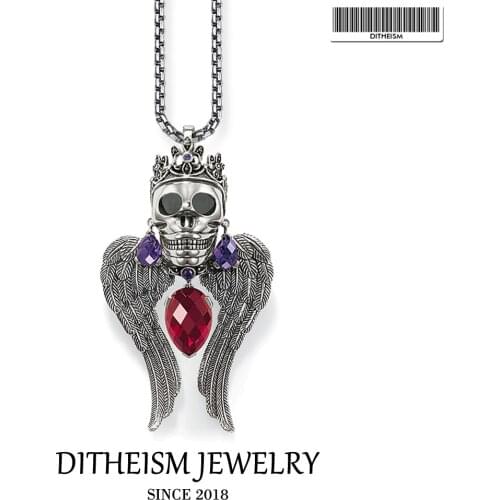 Link Chain Necklace Skull King, 2018 New Fashion 925 Sterling Silver Jewelry European Vintage Gift For Men Women Boy Girls