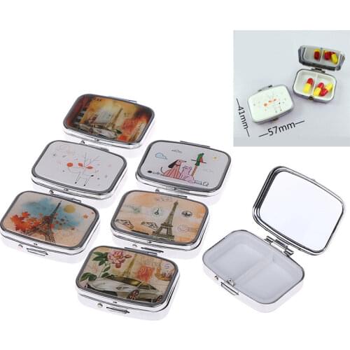 Portable Two Grid Compartment Travel Pill Box Organizer Tablet Medicine Storage Dispenser Holder Health Care Tool Literary Fresh