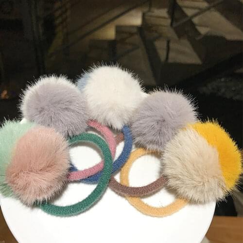 1PC Woman Pompom Hair Ties Girls Elastic Bands Rubber Band Big Pompone Hair Rope Scrunchies Ponytail Holder Hair Accessories