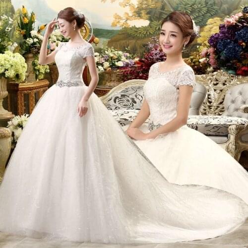 Luxury Train Wedding Dresses Bride Embroidery Plus Size Tailing Wedding Dress Bridal Princess Dresses
