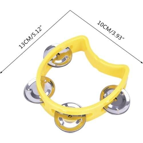 A5KC Handbell Hand Held Metal Bell Children Tapping Plastic Rattle Ball Percussion Party Game Toy for Kids Musical Instrument