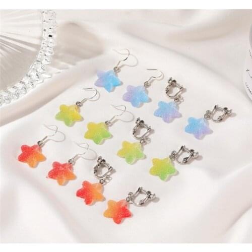 Fashion Cute Fudge Star Shaped Pendant Earring For Women Girls Kawaii Geometric Charms Dangle Ear Jewelry Party Gifts