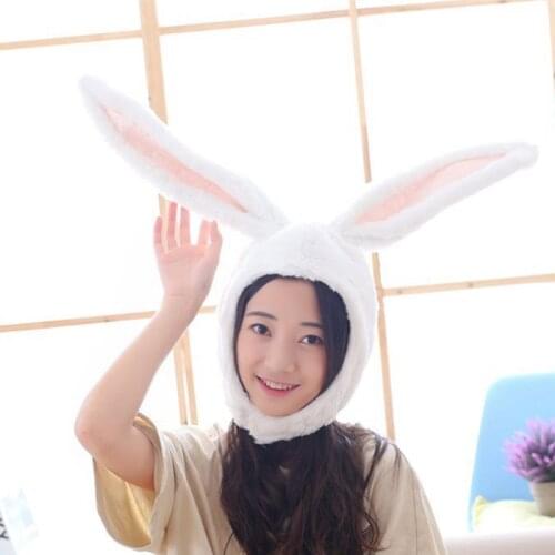 Women Men Funny Plush Bunny Ears Hood Hat Cute Rabbit Eastern Cosplay Costume Accessory Headwear Halloween Party Props