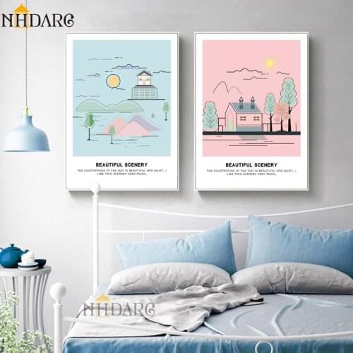 Nordic Modern Fashion Sweet and Lovely Landscape Decoration Canvas Print Painting Kids Room Living Room Wall Picture Home Decor