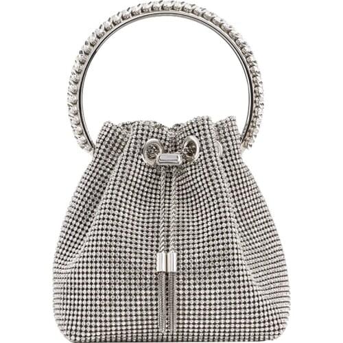 Bling crystal clutch evening bag Women Luxury designer Korean Evening Totes Rhinestone bucket shoulder bag wedding party ladies