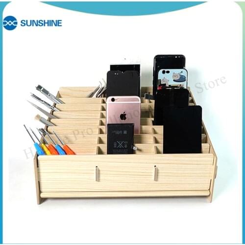 SUNSHINE SS-001B 24 grid cell phone management box storage bins storage box for repair Working table storage